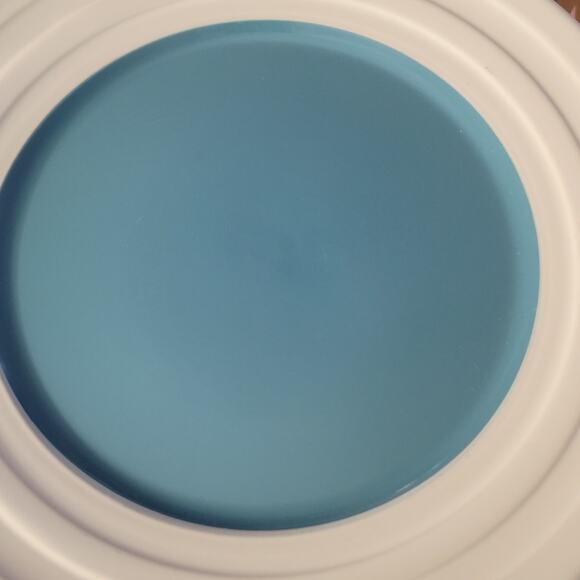 Isaac Mizrahi NY Dinner Plates Caribbean Blue Embossed White Large Rim Set of 2 - Picture 3 of 8